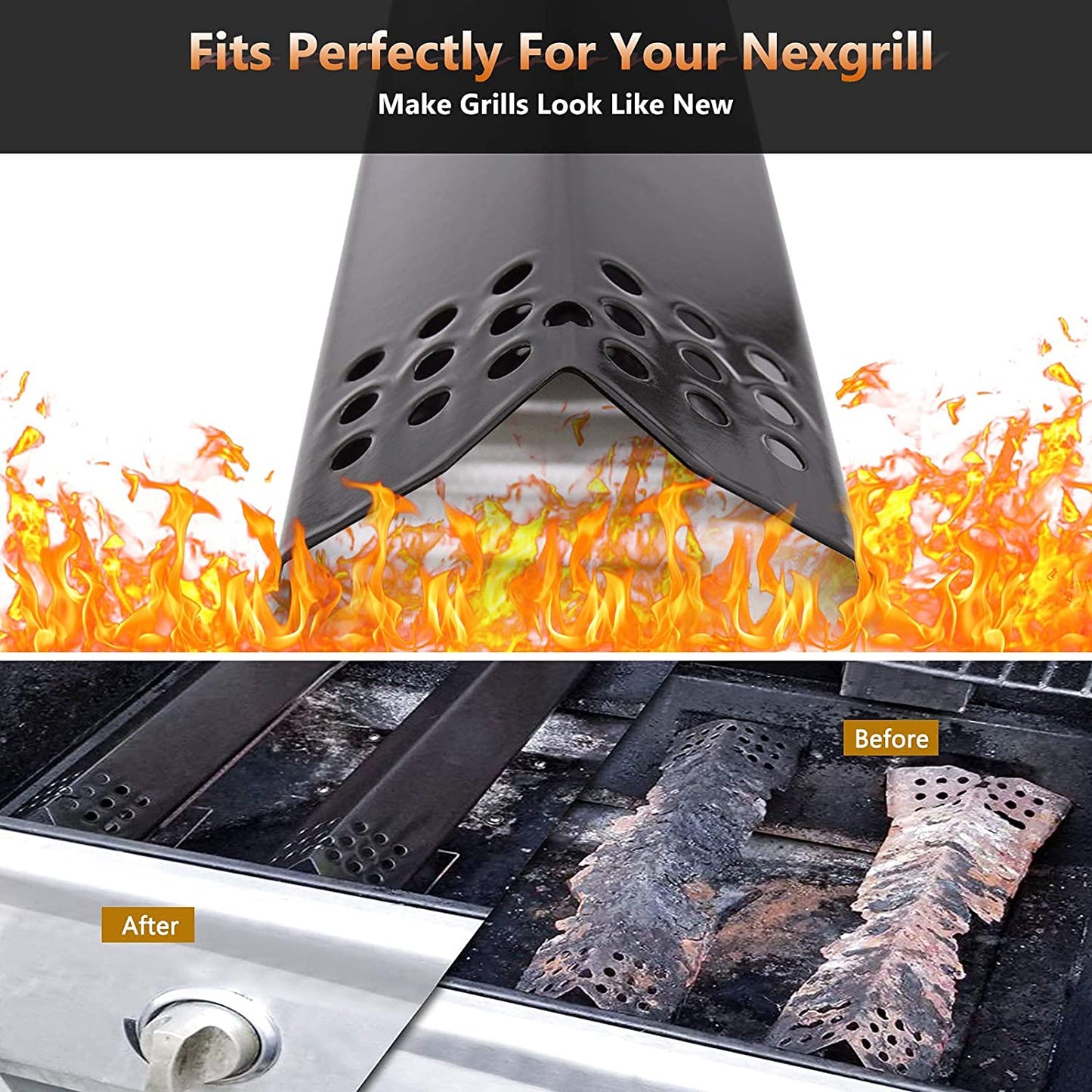 Criditpid Barbecue Replacement Parts for Nexgrill 720-0896b 720-0830h 720-0882a 720-0783E, Grill Master 720-0697 720-0737 Grill, 6-Pack Grill Heat Plate Parts for Members Mark 720-0830F.