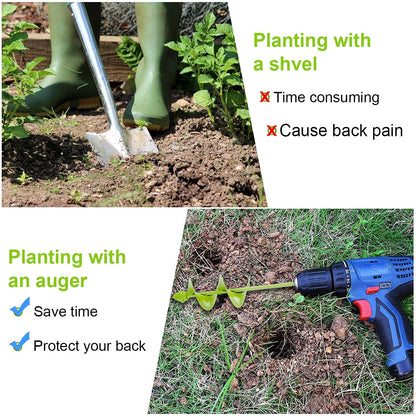 SLIIMU Auger Drill Bit for Planting, 1.6"x16" & 3.15"x16" Heavy Duty Steel Drill Head Garden Auger Spiral Drill Bit Set,Earth Bulb Auger Drill Planter,Soil Post Hole Digger for 3/8" Hex Cordless Drill