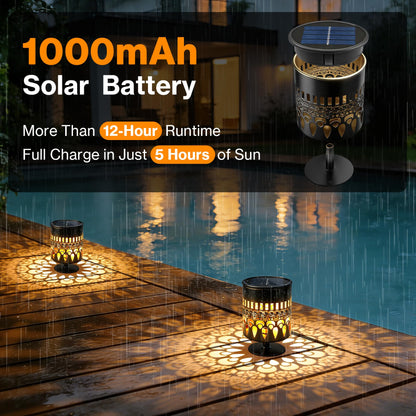 Solar Fence Lights 2 Pack, Outdoor Deck Step Wall Lights, Metal Waterproof LED Warm Yellow Light for Garden Post Patio Backyard Yard Decor (Peacock Feather-2, 2)