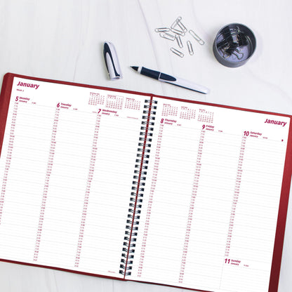 Brownline® 2026 Essential Weekly Planner, Appointment Book, 12 Months, January to December, Twin-Wire Binding, 11" x 8.5", Red (CB950.RED-26)