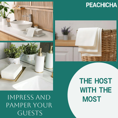 PEACHICHA Disposable Bathroom Hand Towels Linen Feel Guest Towel White Paper Hand Napkins for Weddings, Parties, Soft, Absorbent Paper Hand Towel Total 100 Pcs