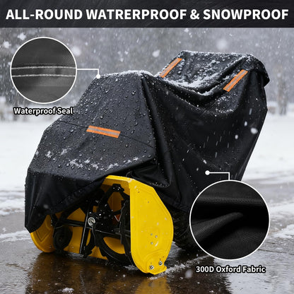 Snow Blower Cover, 300D Durable Oxford Farbic, Fit for Most Snowblowers, with Reflective Strip -Weather Protection Outdoor and Indoor use (Black)