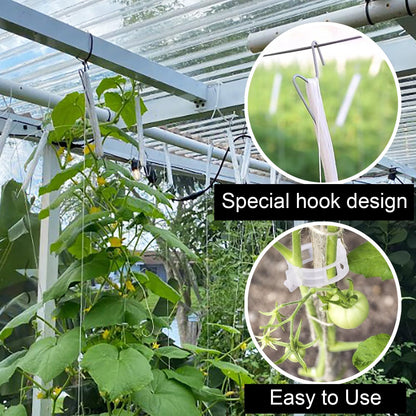30pcs Tomato Hooks with String, 60pcs Tomato Plant Support Clips, 100 Pcs J-Hook, Tomato Holder Hooks with 33.3ft Tomato Twine for Climbing Plants Tomato Cucumber Cherry Vegetable