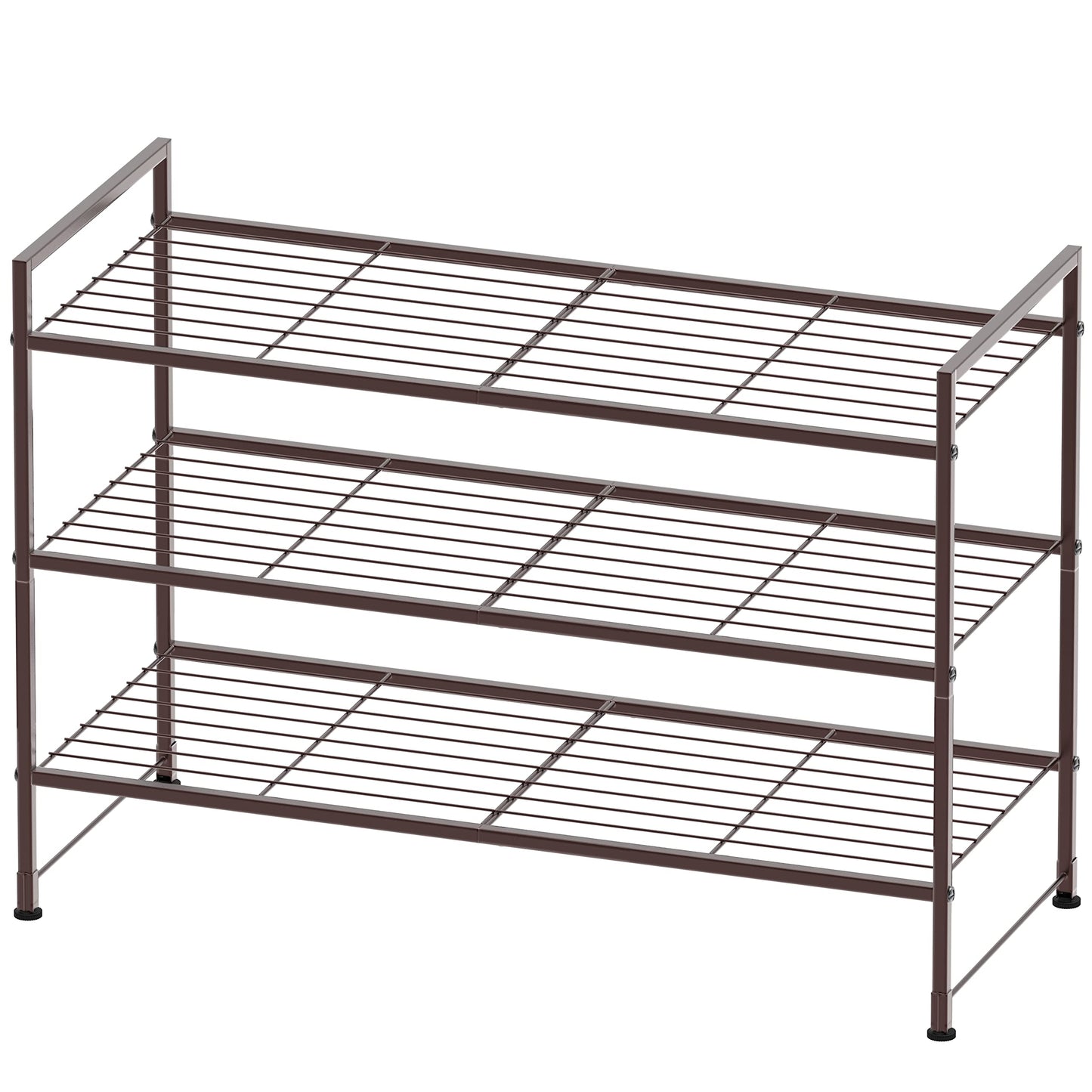 Simple Houseware 3-Tier Stackable Wired Grid Shoe Racks with Shelves for Storage Organizer, Bronze
