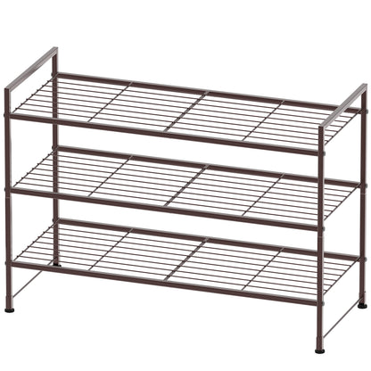 Simple Houseware 3-Tier Stackable Wired Grid Shoe Racks with Shelves for Storage Organizer, Bronze
