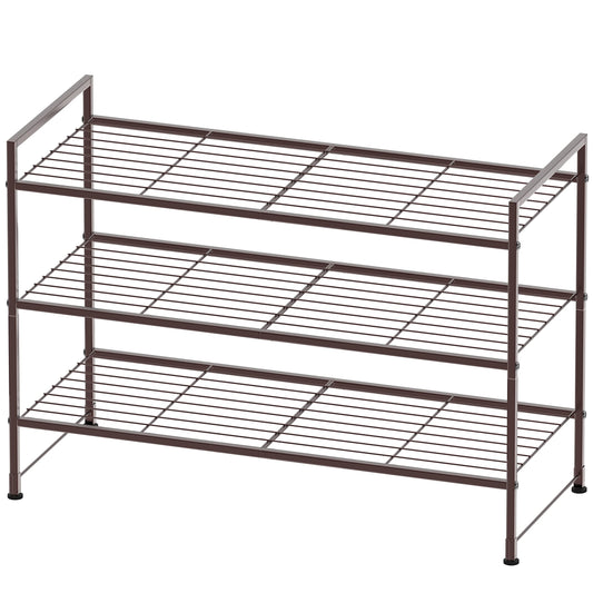 Simple Houseware 3-Tier Stackable Wired Grid Shoe Racks with Shelves for Storage Organizer, Bronze