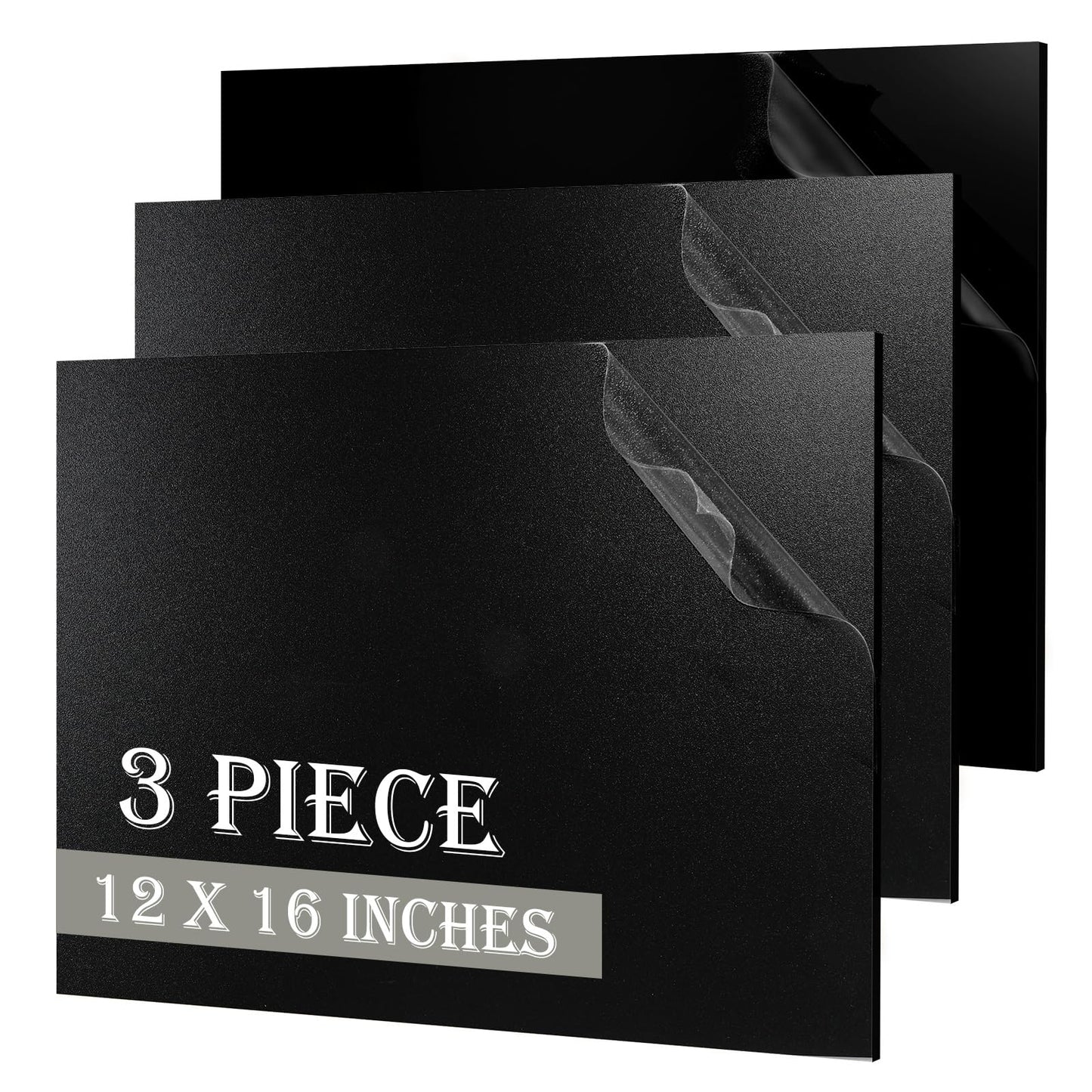 3 Pack Black ABS Plastic Sheet 12” x 16” x 1/8",Phiowocx 3mm Thick Moldable ABS Sheet Plate with Textured & Matte Finish,Rigid Plastic Sheets Panel for DIY Projects,Decor,Handicrafts Home Decor