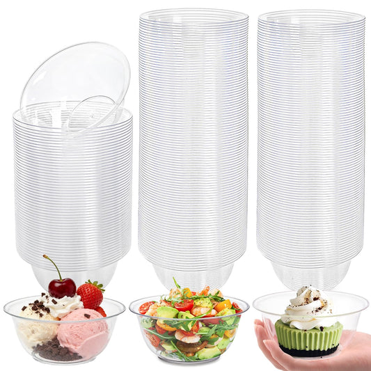 Tebery 100 Pack Clear Premium Plastic Bowls, 12 OZ Hard Soup Bowl Salad Bowl, Dessert Size Party Bowls for Wedding, Catering, Parties, Buffets, Events, Or Everyday Use