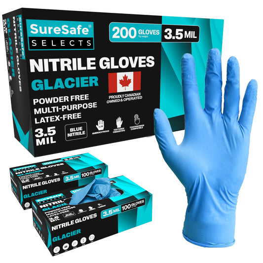 [200 Pack] SURESAFE Blue Large Nitrile Gloves, 3.5 Mil, Powder & Latex Free, Textured Fingertips, Tear Resistant, Work, Tattoo, Painters Gloves for Cooking and Food Prep