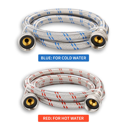 Watflow Stainless Steel Washing Machine Hoses, Burst Proof Hot and Cold Water Connection Inlet Supply Lines for Washer, 4Ft