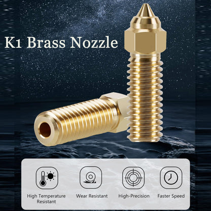 15PCS K1 Brass Nozzles Kit, 3D Printer High Speed 5PCS 0.4mm Nozzles and 2PCS 0.2mm, 0.6mm, 0.8mm, 1.0mm, 1.2mm Nozzles Kit for K1, K1 Max, Ender 3 V3 KE