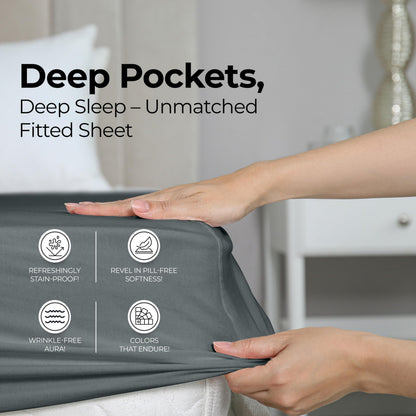 Utopia Bedding King Fitted Sheet - Bottom Sheet - Deep Pocket - Soft Microfiber -Shrinkage and Fade Resistant-Easy Care -1 Fitted Sheet Only (Grey)