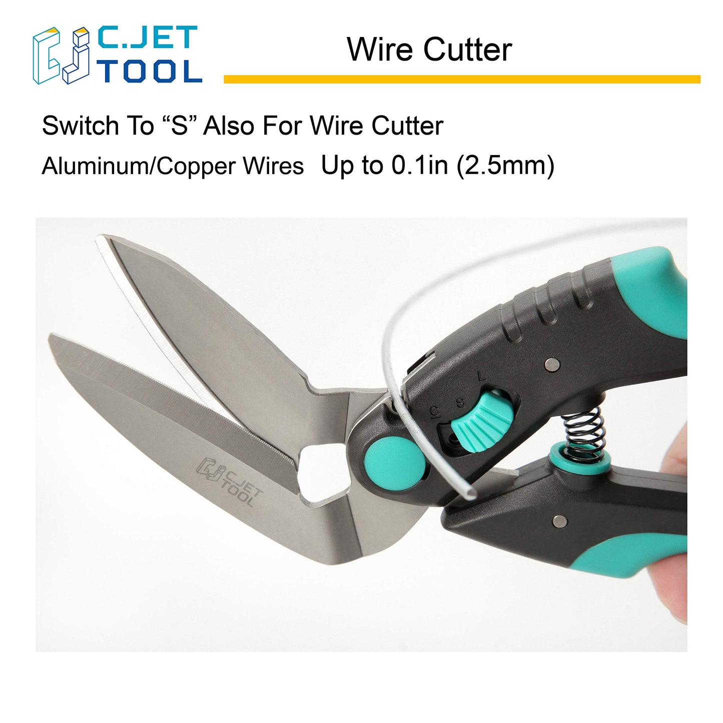 C.JET TOOL 10" Heavy Duty Scissors, Professional, Turquoise, Stainless Steel, Carpet, Cardboard, Leather, Pruning, Gardening