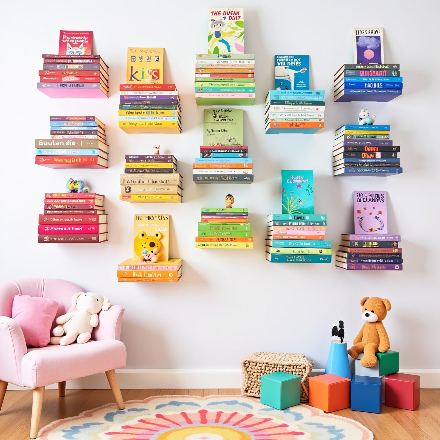 xympo Floating Invisible Bookshelf Wall Mounted (Set of 4) - Aluminum - Turn Books into Floating Shelves