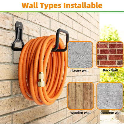 2 Pcs Metal Garden Hose Holder, Heavy Duty Hose Hanger Hose Reel Wall Mounted Water Hose Hooks for Water Hose, Extension Cords