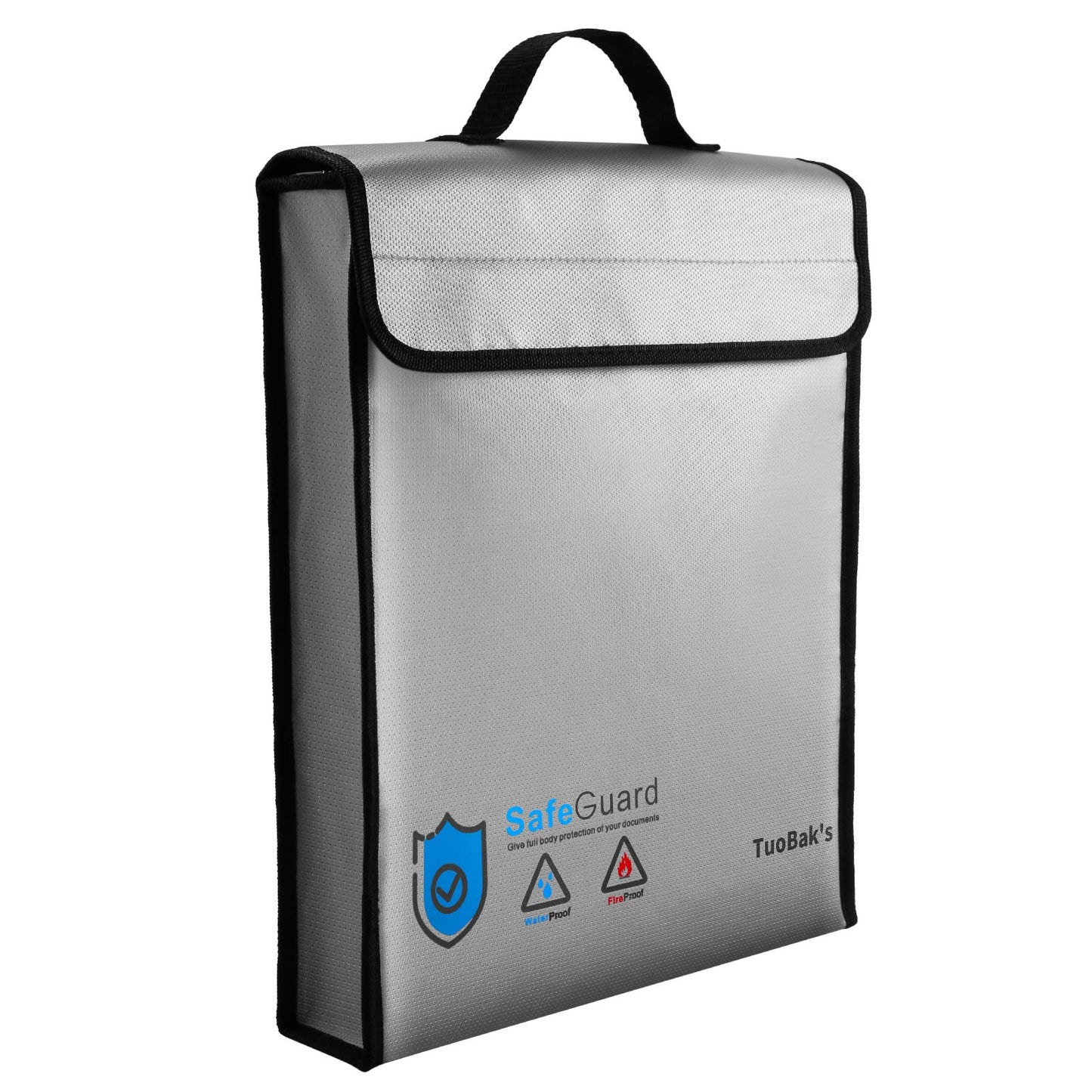 TuoBak's Fireproof Document Bag with Zipper,Heat Insulated Upgraded Fireproof Waterproof Document Bag 15.8”x 12.6”×2.5” for Important Document Storage Organizer for Valuables, Legal Documents Safe