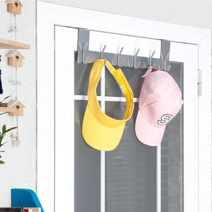 WEBI Over The Door Hook:Over The Door Towel Rack,Door Coat Hanger Towel Hanger Over Door Coat Rack 6 Hooks for Hanging Clothes,Hats,Bathroom,White