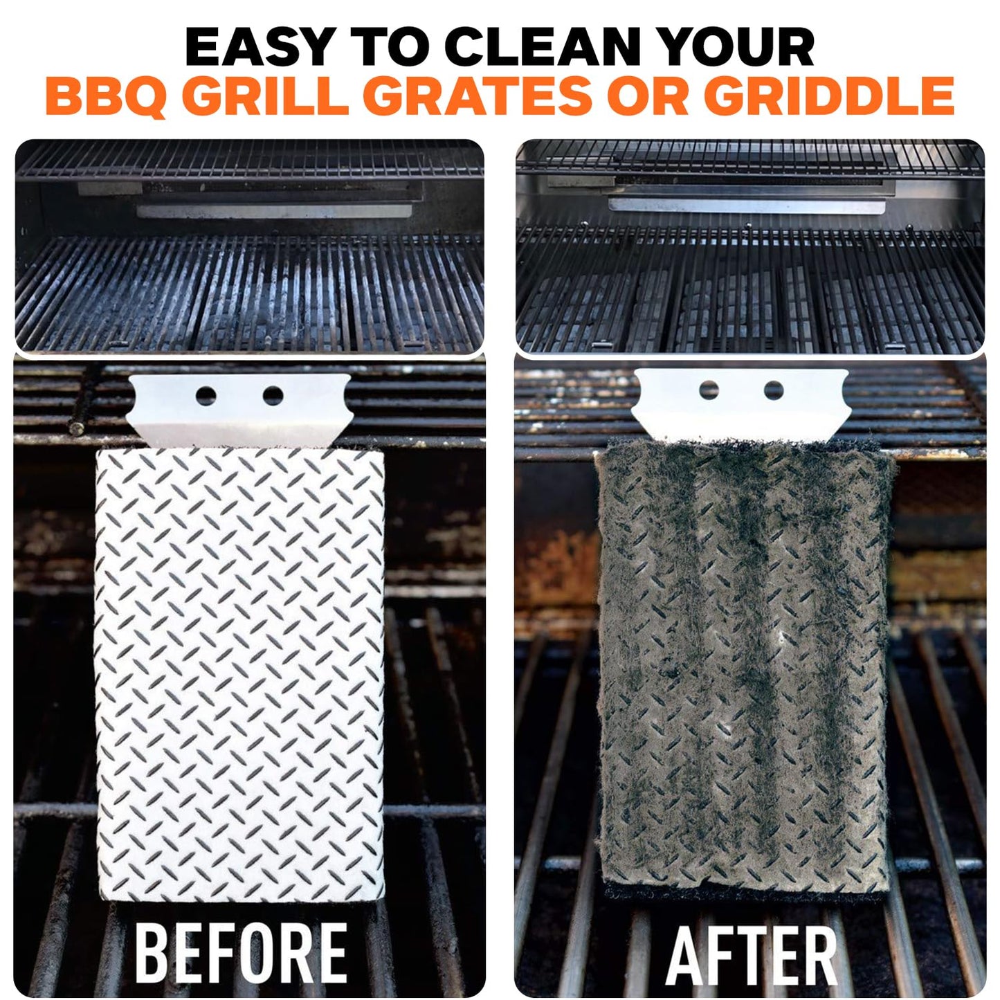 Q-Swiper BBQ Grill Cleaner Set - 1 BBQ Brush with Scraper and 25 BBQ Grill Cleaning Wipes. Bristle Free & Wire Free. Safe Way to Remove Grease and Grime for A Clean and Healthy Grill!