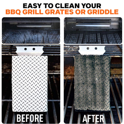Q-Swiper BBQ Grill Cleaner Set - 1 BBQ Brush with Scraper and 25 BBQ Grill Cleaning Wipes. Bristle Free & Wire Free. Safe Way to Remove Grease and Grime for A Clean and Healthy Grill!