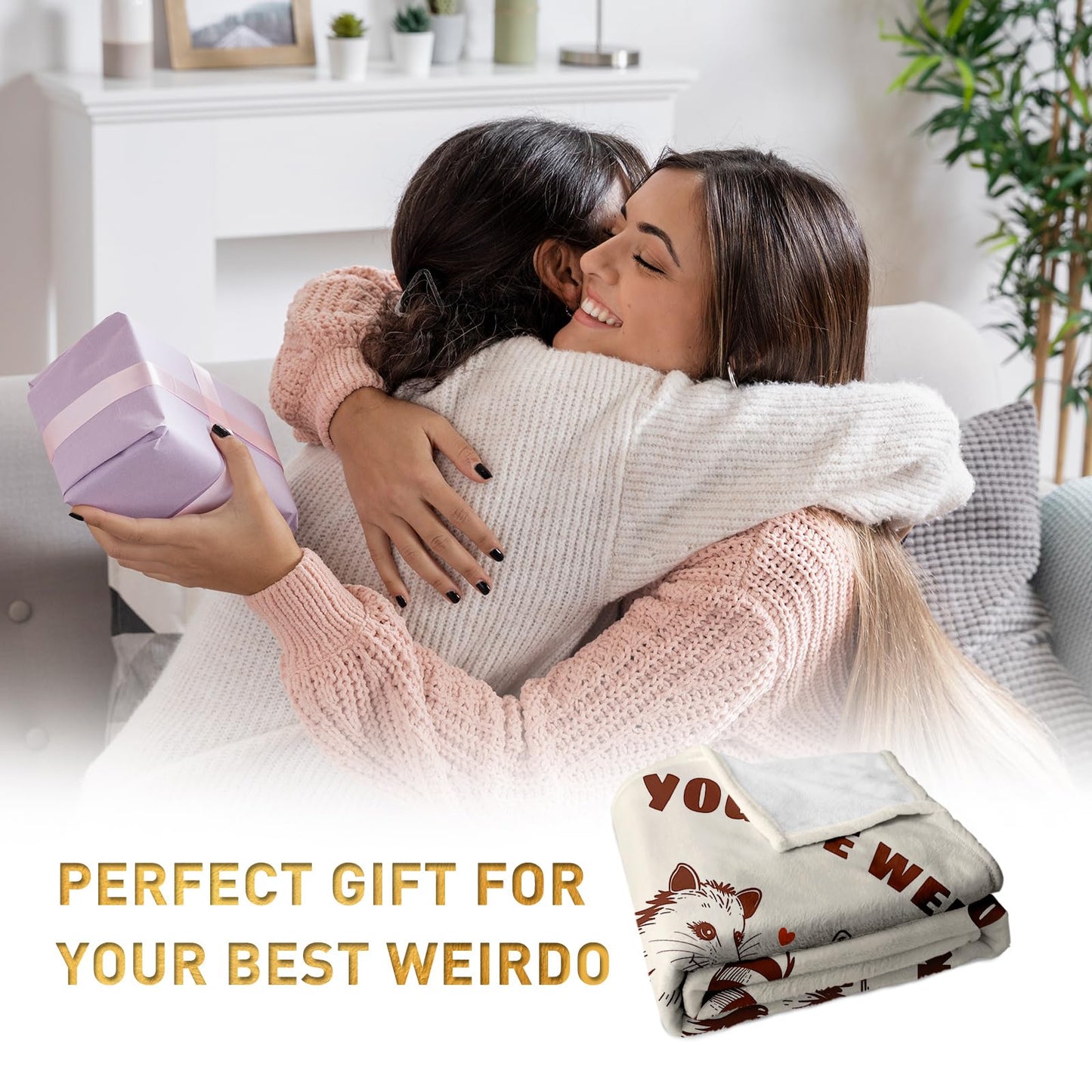 Purdicra Best Friend Birthday Gifts for Women Friendship, Friendship Gifts for Best Friend Women, Cozy Best Friends Throw Blanket, Cute Raccoon and Opossum Blanket 60"x50"
