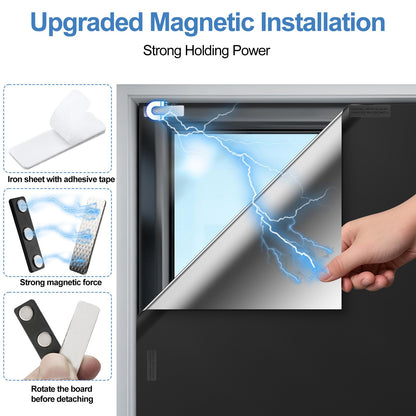 100% Magnetic Blackout Blinds 300 x 148 cm, Portable Black Out Shades Blackout Curtains for Bedroom, Media Room, Nursary, RV, Black Out Window Cover No Drill with Strong Magnets