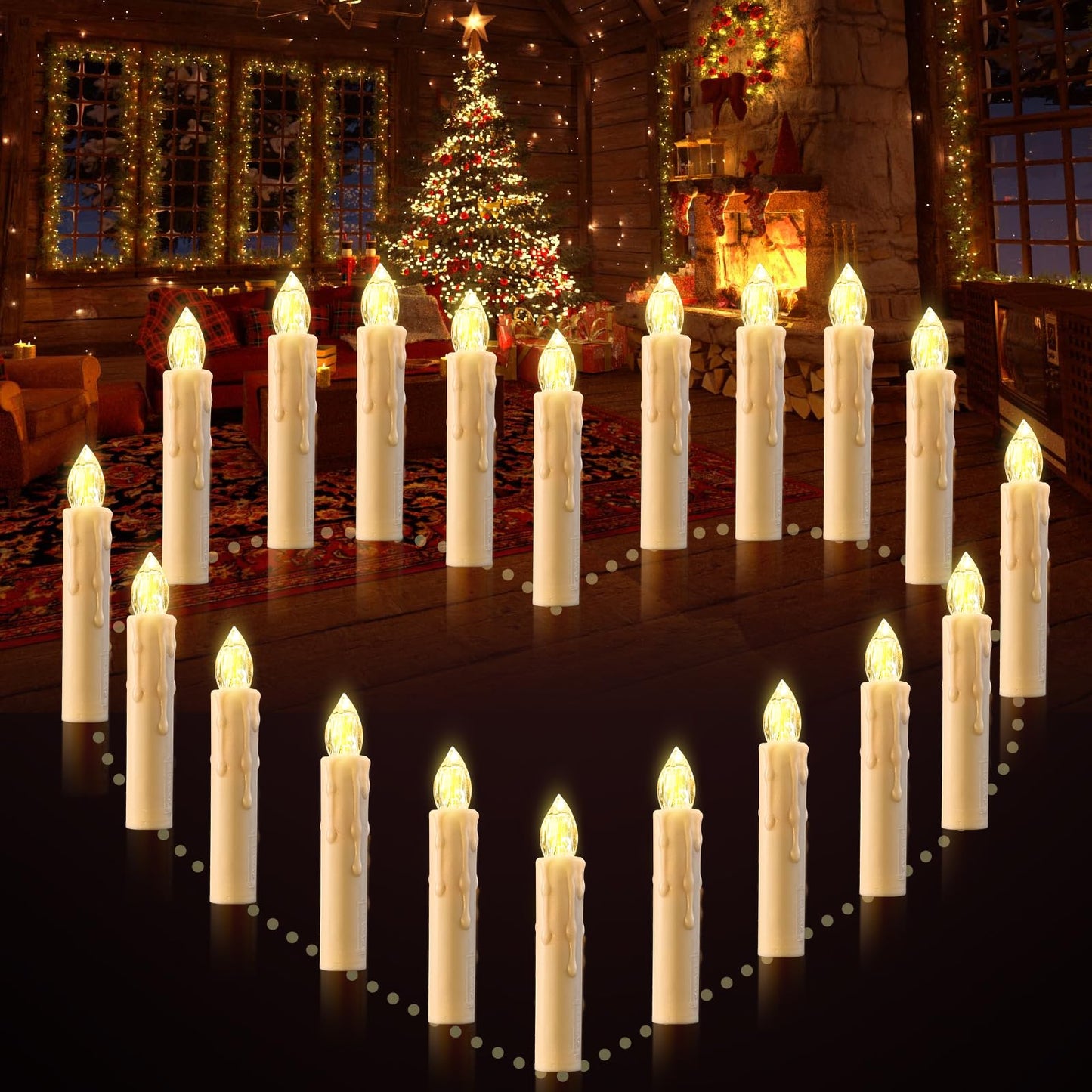 cimetech LED Flameless Candles, Battery Operated Candle Lights with Remote Control Timer, Floating Candles with Brightness Function and Clip Base, for Christmas Tree Home Table Decor (12 Packs)