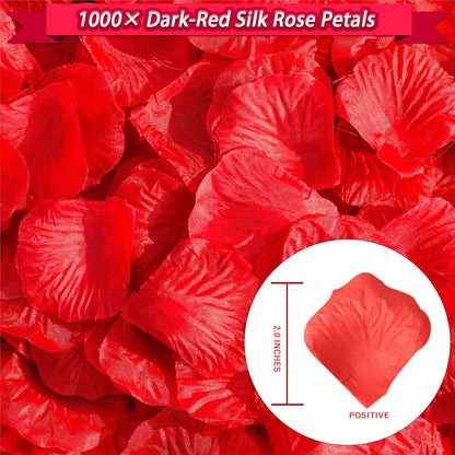 72 Pcs Valentines Day Decor Kit, Happy Anniversary Decorations - Balloon Set, 1000 Pcs Dark-Red Rose Petals, "I LOVE YOU" banner, Multi Decors For Romantic Decorations Special Night