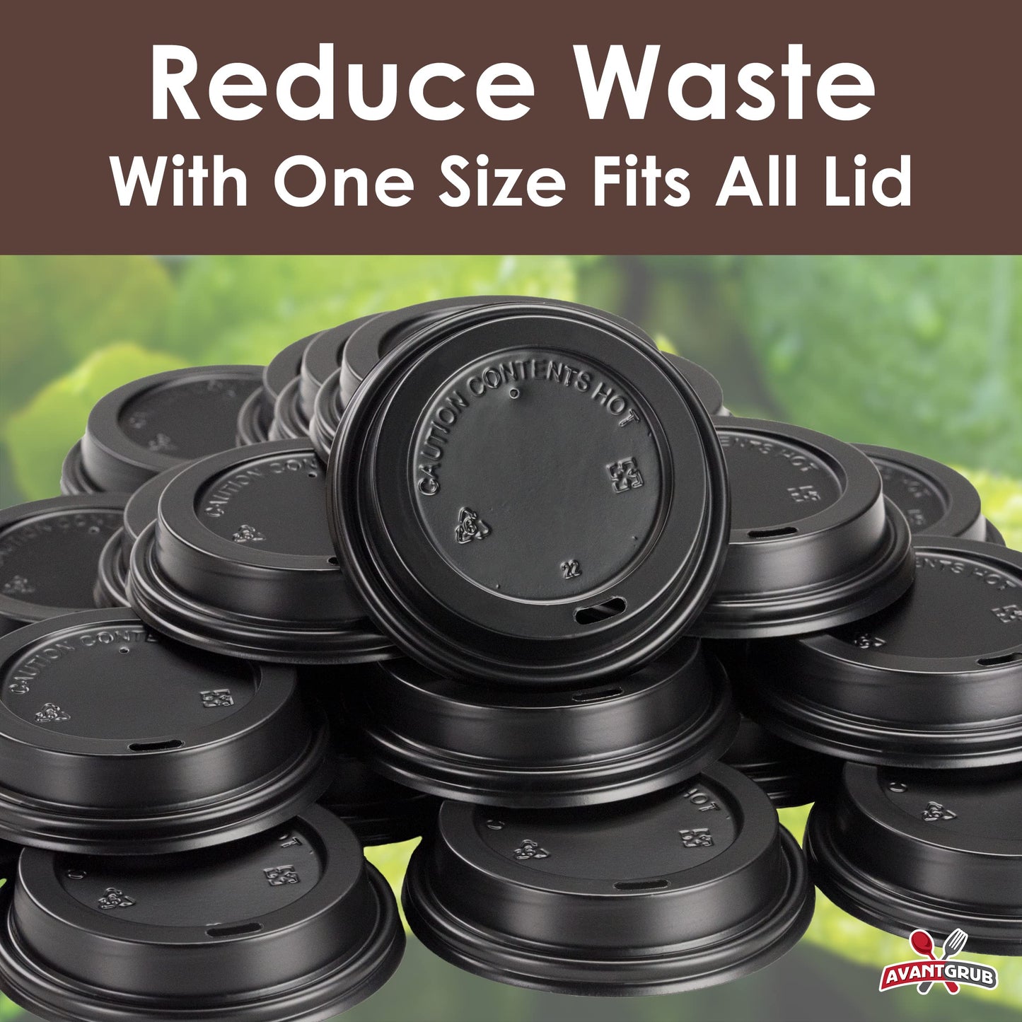 Anti-Spill, Recyclable Black Dome Lids, 100 Pk. Coffee Cup Lid for Portable Drinks. 3.45" Diameter, Fits 10, 12, 16, 20oz Disposable Paper Cups. Domed Plastic Covers for Takeout Tea, Espresso or Latte