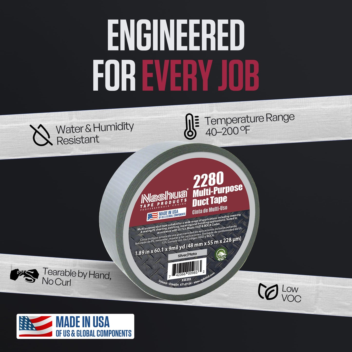 Nashua 2280 Tan Duct Tape, All Purpose, Water Resistant, 2.83 Inch x 60yds, 1 Roll