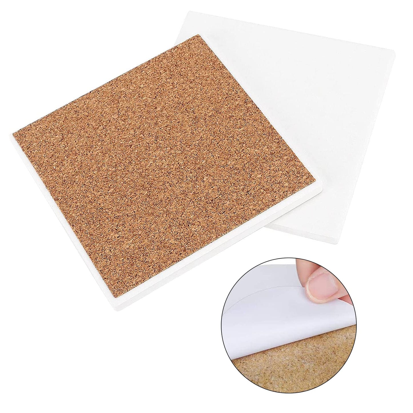 12 Pcs Ceramic Tile for Crafts Coasters, 4 Inch Blank Coasters Unglazed Ceramic White Tiles with 12 Pack Cork Backing Pads, Square Drink Cup Mat for DIY Arts Painting Craft Project Coasters