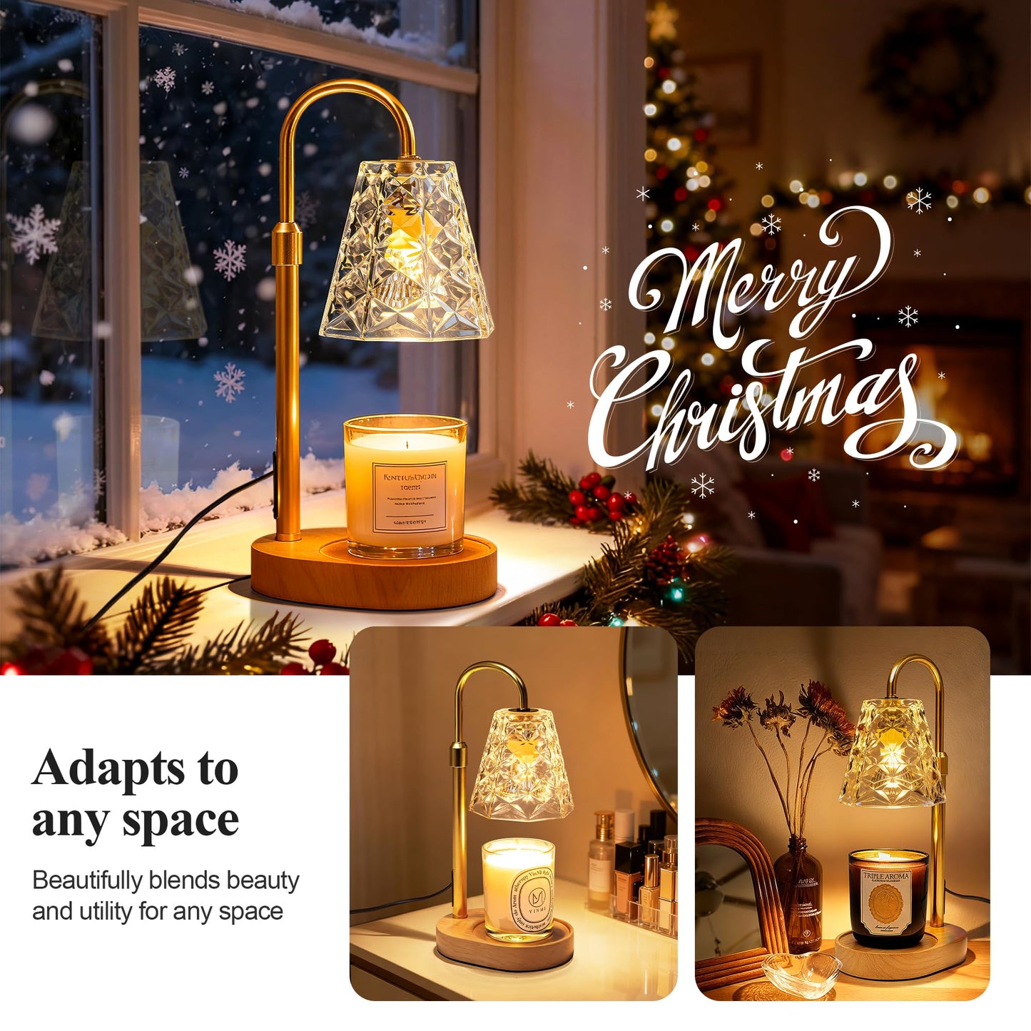 SyncGlow Candle Warmer Lamp with Timer, Birthday Gifts for Women Mom, House Warming Gifts New Home, Wax Melt Warmer for Scented Jar-Black