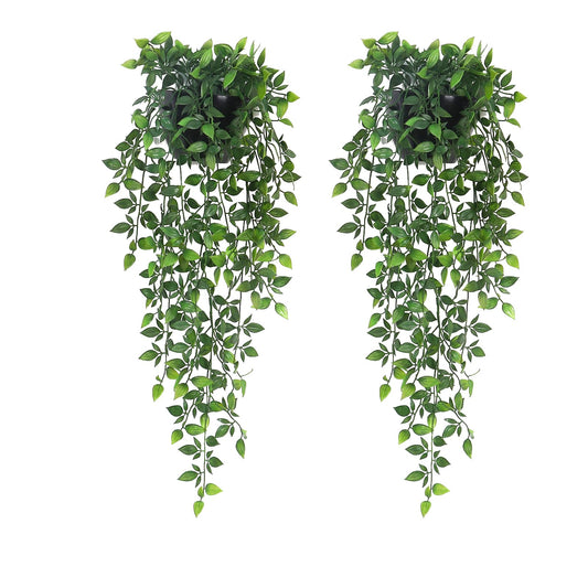 Artificial Hanging Plants - 2 Pack Fake Hanging Greenery Plant Hanging Mandala Vines Plant Potted for Décor for Indoor Outdoor Décor
