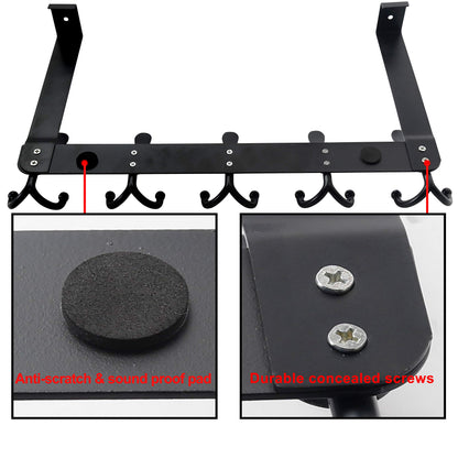 SKOLOO Over The Door Hook 5 Tri Hooks, Stainless Steel Heavy Duty Over Door Hook for Hanging Coats Clothes Towels, Over Door Hanger for Bathroom Bedroom, Black