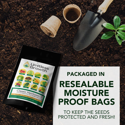 Classic Heirloom Vegetables | 12 Varieties of Heritage Vegetable Seeds for Canadian Home Gardens | Beginner Friendly | Grown in West Coast Canada | Limitless Growth