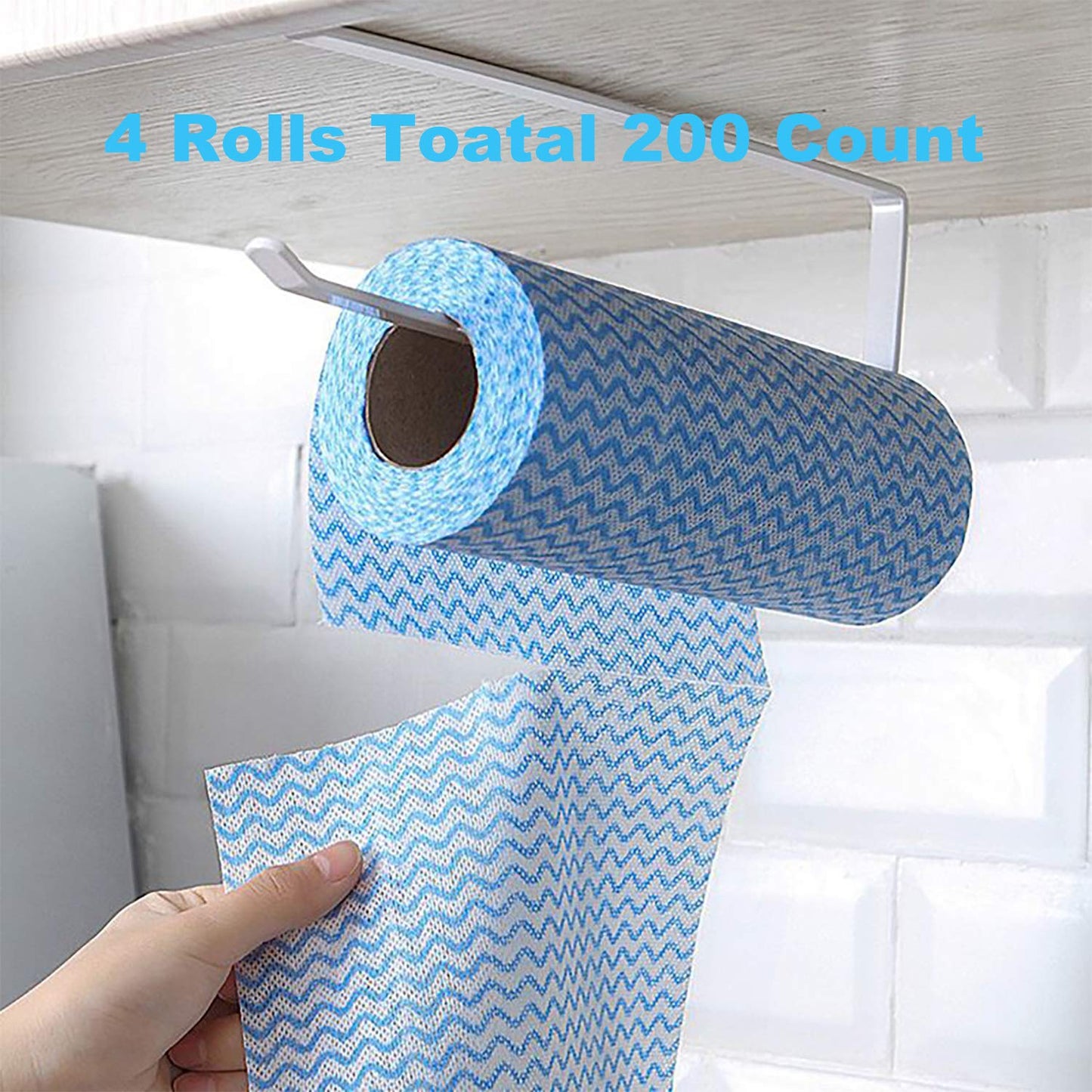 UKEENOR Disposable Dish Cloth Roll, J Cloths, Reusable Cleaning Cloth 200 Count Disposable Heavy Duty Dish Towels Reusable Kitchen J Cloth Quick-Dry 4 Rolls Blue