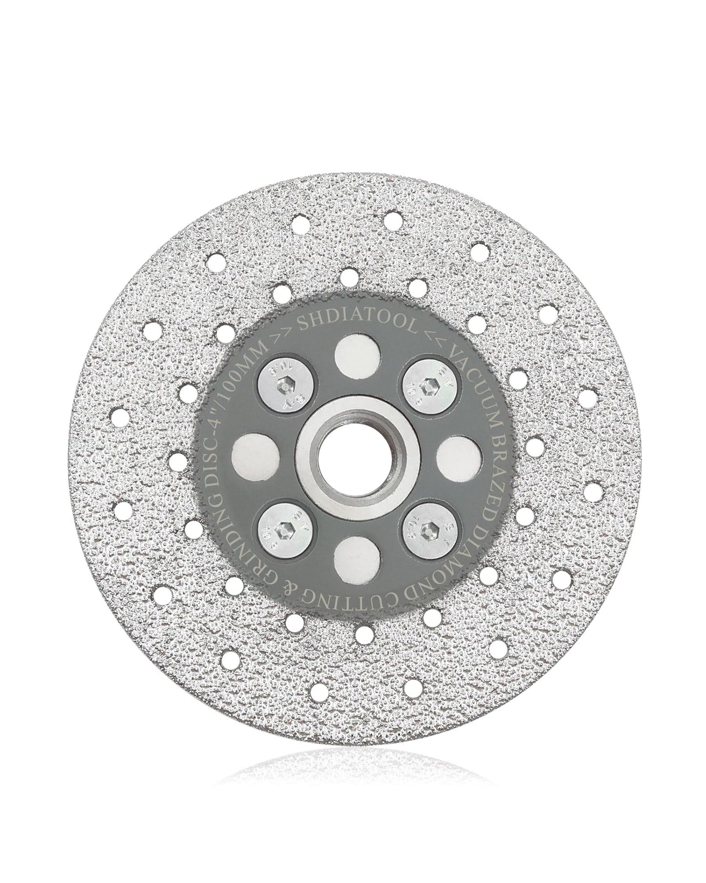 SHDIATOOL 4 Inch Diamond Cutting Grinding Disc Fits 5/8-11 Arbor for Marble Ceramic Double Sided Vacuum Brazed Fast Cutting Shaping Grinding Wheel