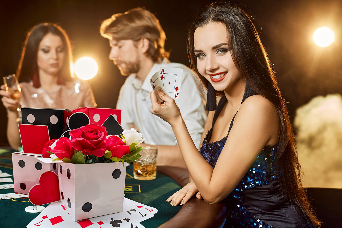 12 Pcs Dice Favor Boxes 6 x 6 x 6 Inch dice Boxes Bulk for centerpieces Casino Party Decorations Game Night Decorations Casino Themed Party Goodie Boxes Gift Box (Black, White, Red)