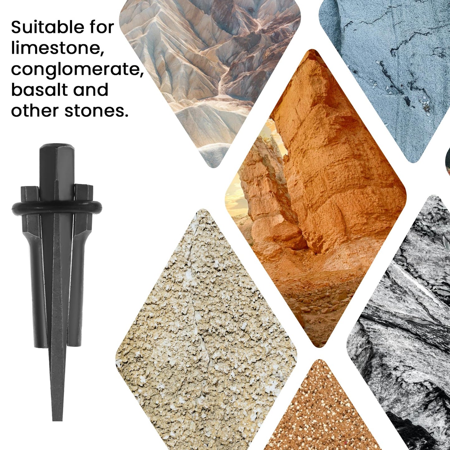 IVWNNN 8 Pack 5/8" Wedge and Feather Shims Set Concrete Rock Stone Splitter Hand Tools for Stone, Concrete, Marble, Granite Rock Splitting Wedges