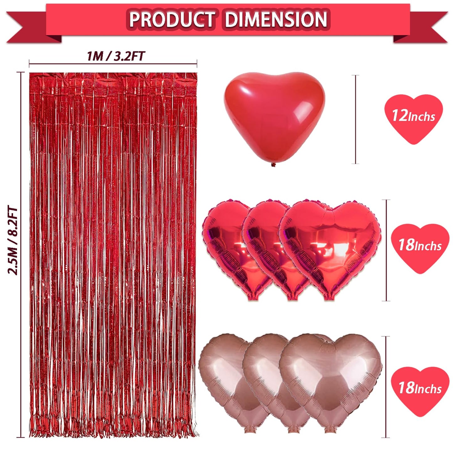 72 Pcs Valentines Day Decor Kit, Happy Anniversary Decorations - Balloon Set, 1000 Pcs Dark-Red Rose Petals, "I LOVE YOU" banner, Multi Decors For Romantic Decorations Special Night