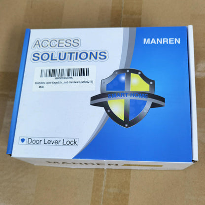 1 Pack of MANREN Lever Keyed Entry Door Lever Handle Lock, Universal Door Knob Hardware,Nickel Brushed Color (MR802-CA)