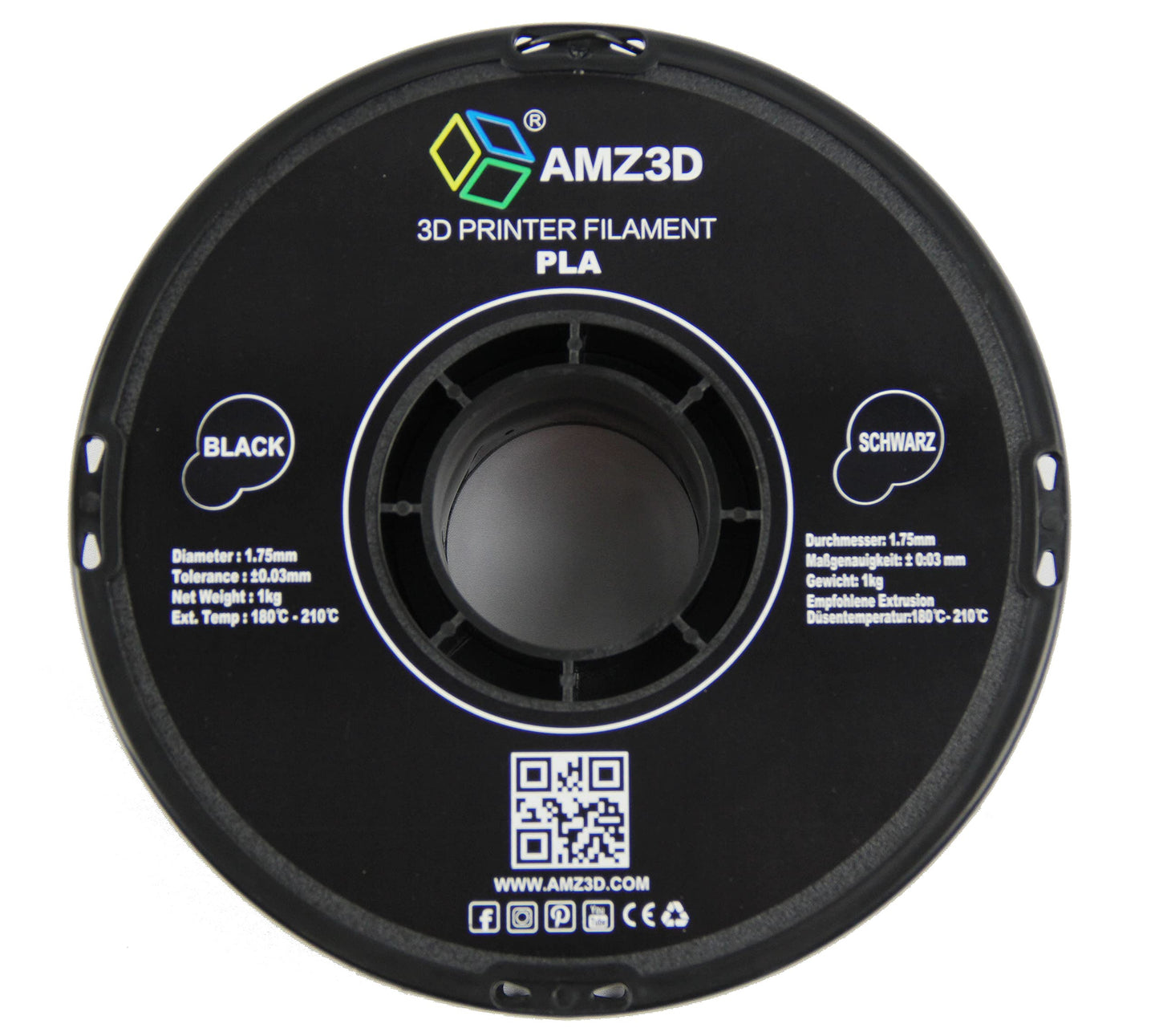 AMZ3D PLA 1.75mm-1kg 3d Printer Filament (Black)