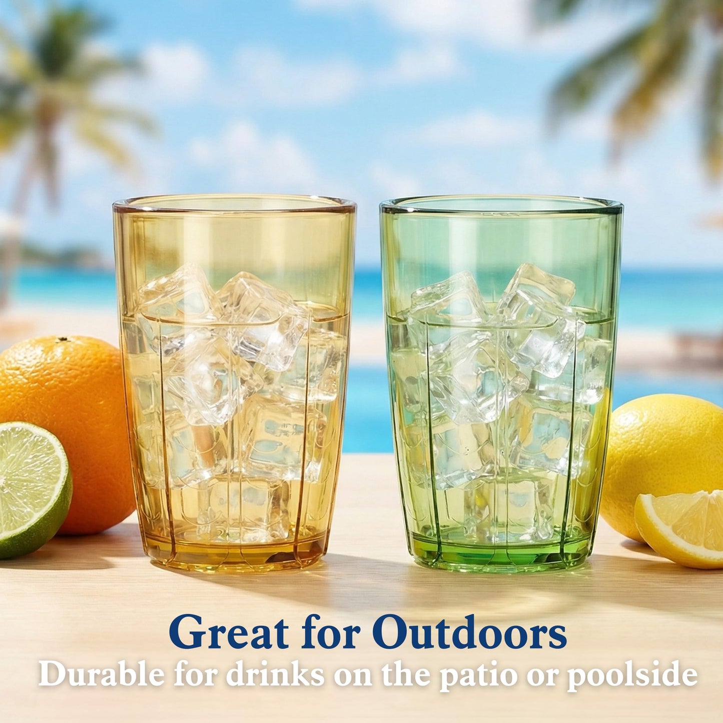 ZEAYEA Set of 6 Acrylic Drinking Cups, 14 oz Unbreakable Water Tumbler, Reusable Plastic Drinking Glasses, Stackable Beverage Tumbler for Juice, Lemonade, Ice Coffee, BPA-free, Dishwasher Safe