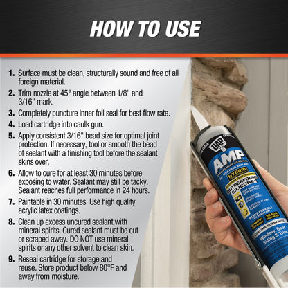 DAP AMP All Weather Window, Door and Siding Sealant, Clear, 9 Oz (7079800761)