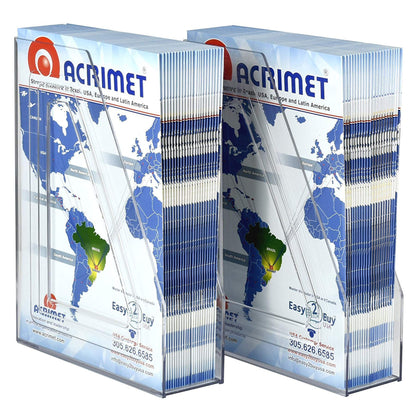 Acrimet Magazine File Holder – Vertical Rack for Documents, Folders and Mail, Durable Plastic Desk Organizer for Office & Home, Clear Crystal (2 Pack)