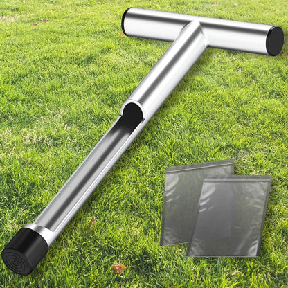12 Inch Stainless Steel Soil Sampler Probe, T-Style Handle Soil Test Probe, Soil Probe for Soil Sampling, Soil Test Kit for Plant Care, Farm, Lawn Garden (12 Inch)