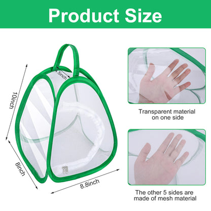 2 Pcs Mini Butterfly Habitat Cage- 10 x 8.8 x 8 Inch Collapsible Insect Mesh Cage- Portable Butterfly Net Habitat with Zipper for Transporting and Raising
