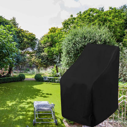 Waterproof Stacking Chair Covers for Outdoor Furniture, All-Weather Heavy-Duty 210D Oxford Fabric, Fits 25"x25"x47" Patio Chairs (Black，2 PCS)