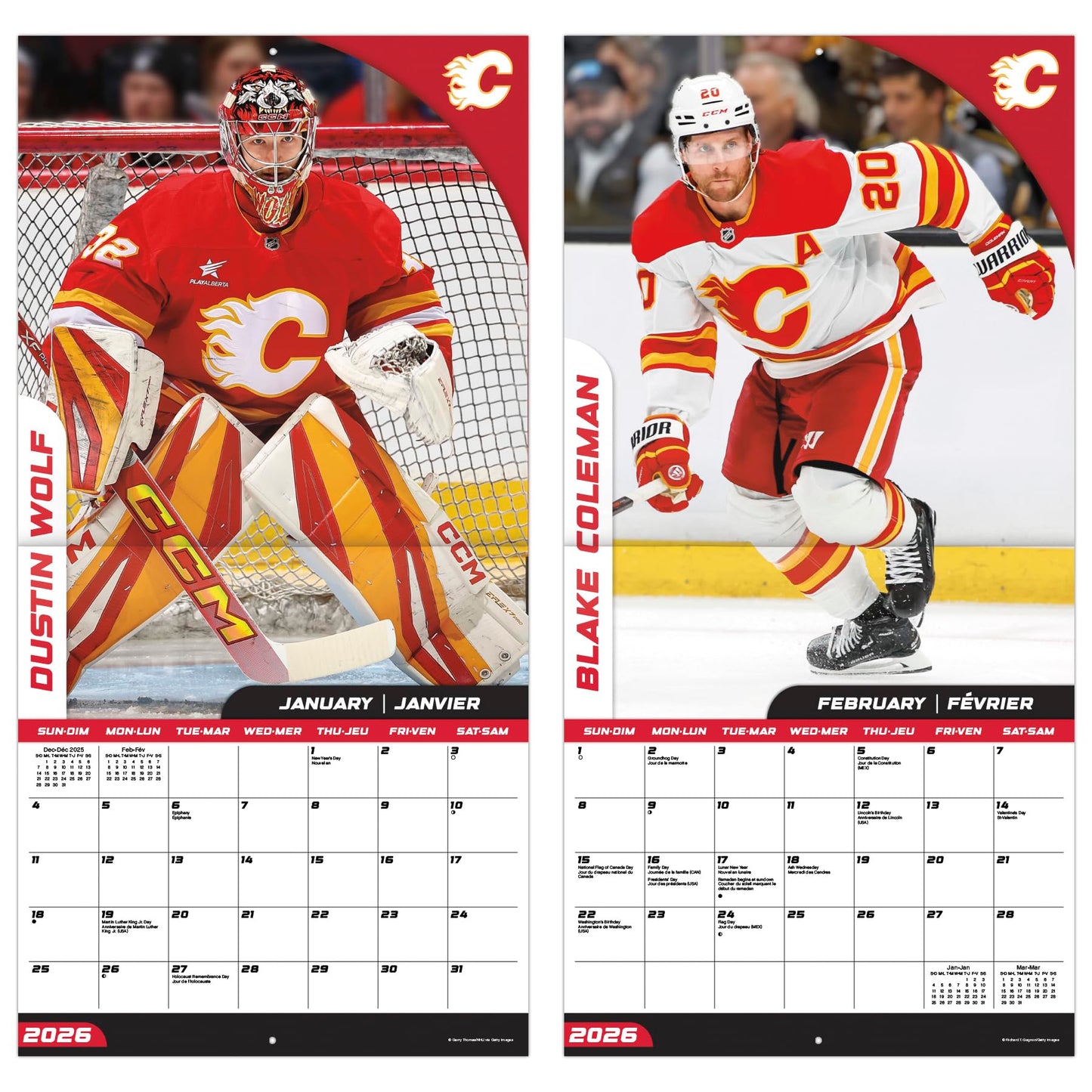 2026 Calgary Flames (Bilingual French) Wall Calendar