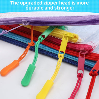 24pcs Mesh Zipper Pouch File Bags Puzzle Storage Bags, A4 13x9 Inches Large Reusable Zipper Pouches for Organizing Classroom Board Game Organization