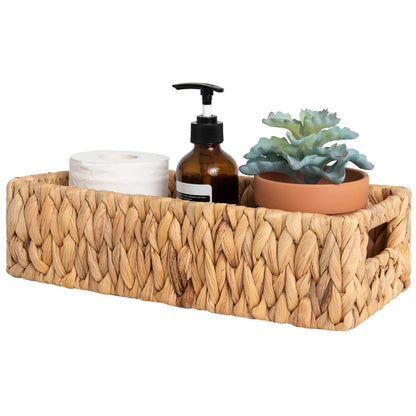 StorageWorks Water Hyacinth Basket for Toilet Paper, Wicker Baskets for Storage with Built-in Handles, 14 "L x 6 "W x 3 "H